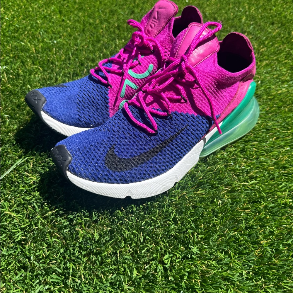Fuchsia, blue, and green Nike Air Max. Men’s size 9.5.